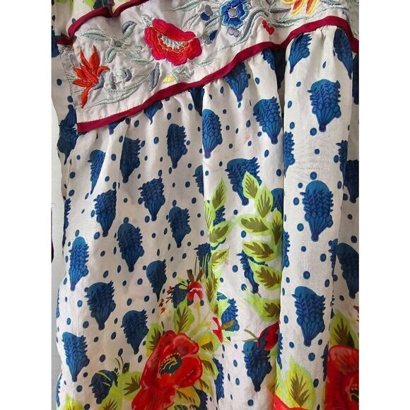 Women's‎ Johnny Was Silk Embroidered Floral Top Tunic Dress Size Medium - Picture 11 of 13